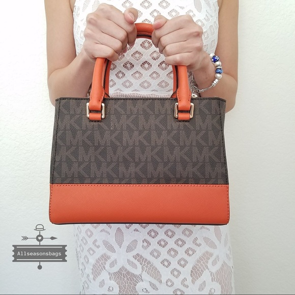 Michael Kors Kellen tangerine brown xs Satchel NWT - Picture 4 of 7